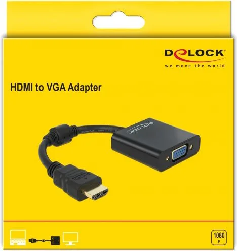 DELOCK αντάπτορας HDMI σε VGA 65512, 1080p, μαύρος — εικόνα 3