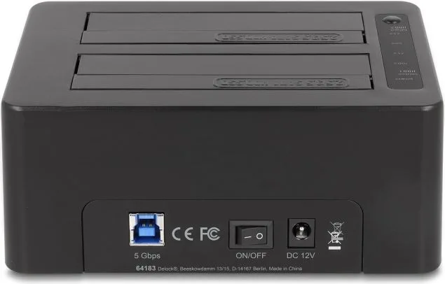 DELOCK docking station για 2.5" ή 3.5" SATA HDD/SSD 64183, 2 θέσεων, με card reader, 5Gbps, clone function, μαύρο — εικόνα 3