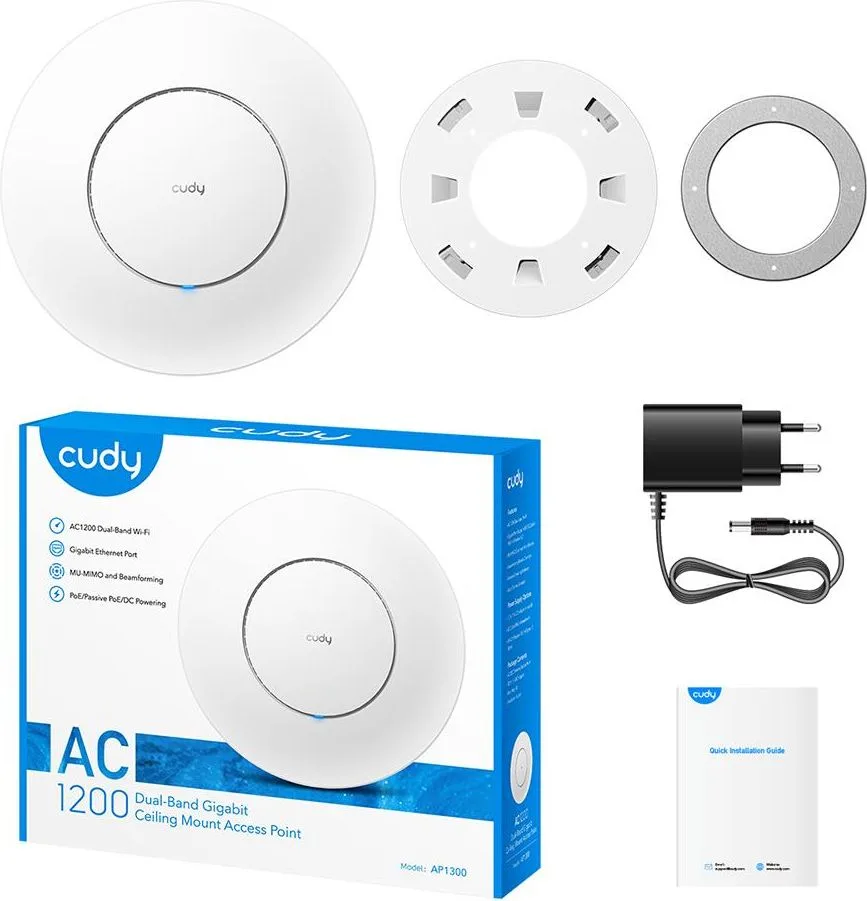 Cudy AP1300 Dual Band WiFi Access Point οροφής, Beamforming, Mimo, PoE — εικόνα 4