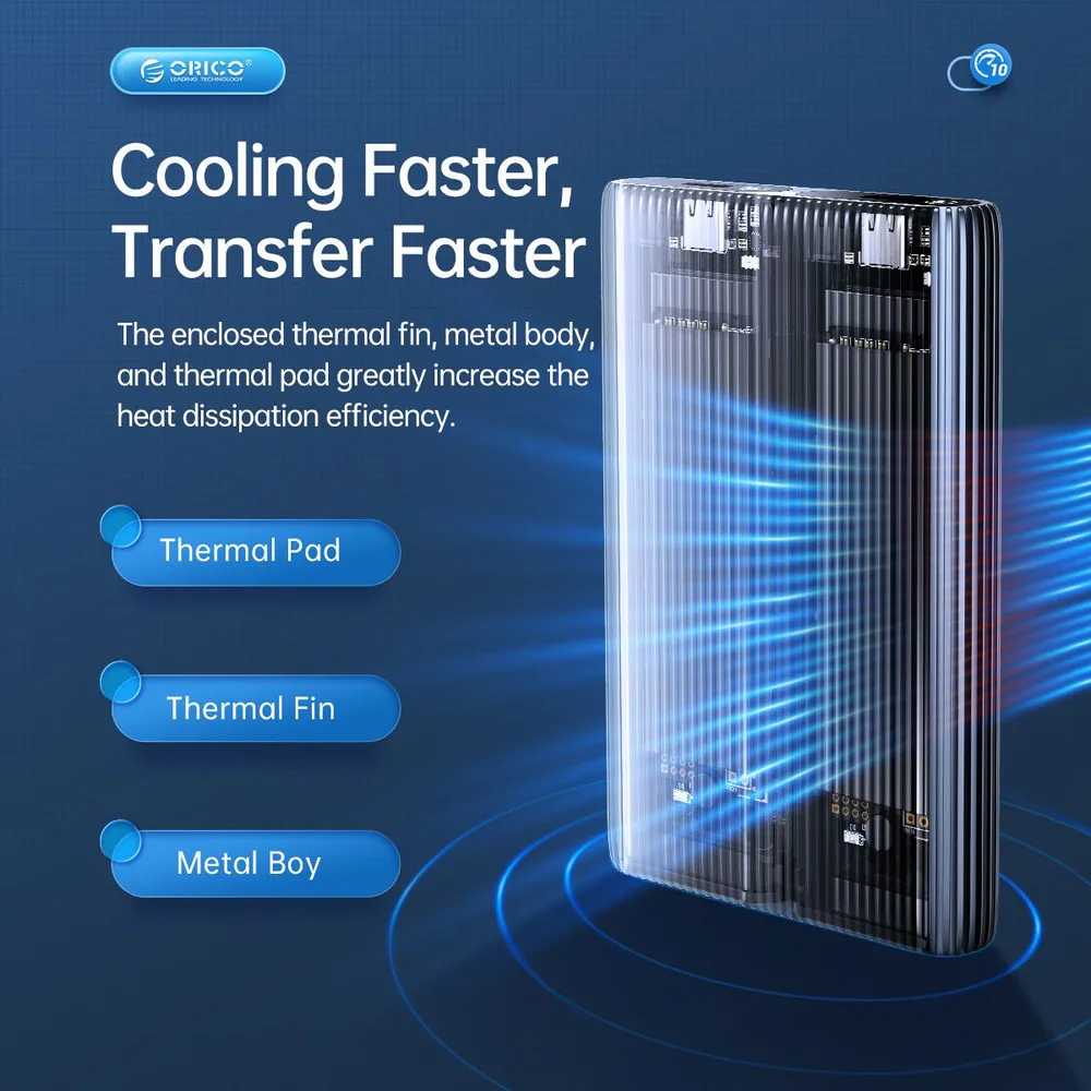 ORICO θήκη για 2x M.2 NVME SSD AM2C3-2N, 10Gbps, tool free, γκρι — εικόνα 5