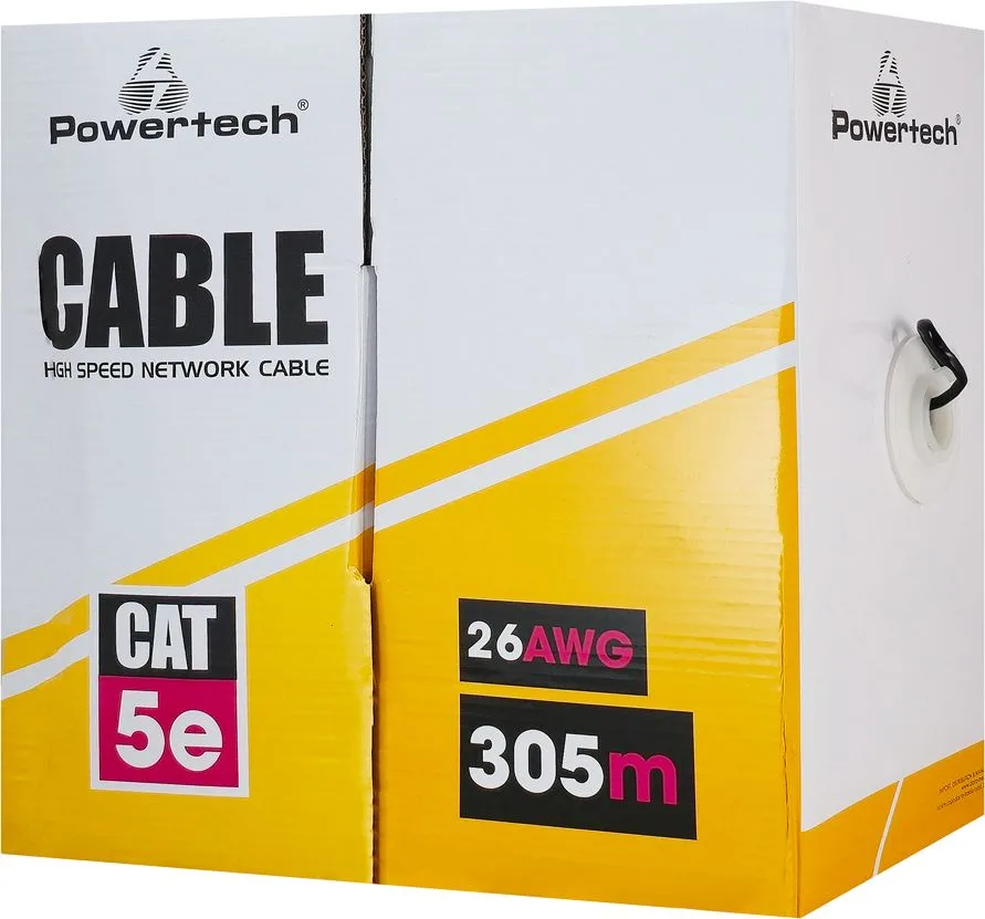 POWERTECH καλώδιο δικτύου CAB-N290, Cat 5e U/UTP, CCA 26AWG, 305m, μαύρο — εικόνα 3