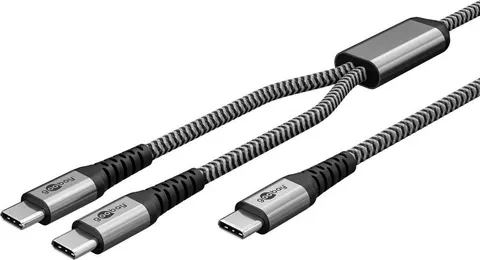 GOOBAY καλώδιο USB-C σε 2x USB-C 75739, 60W, 480Mbps, 1.5m, γκρι