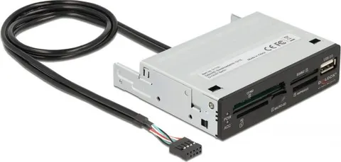 DELOCK USB 9-pin card reader 91708, CF/SD/XD/MS/Micro SD/USB, 3.5" bay
