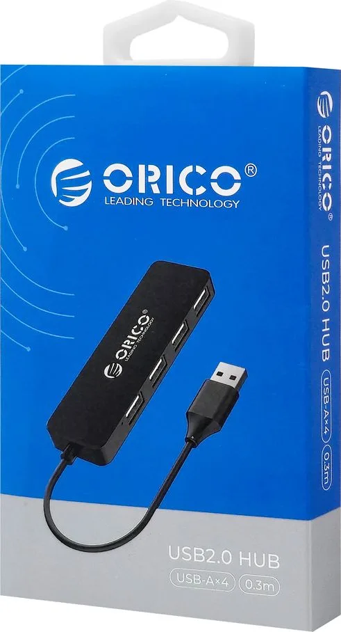 ORICO USB hub FL01, 4x θυρών, USB 2.0, 480Mbps, USB σύνδεση, μαύρο — εικόνα 4