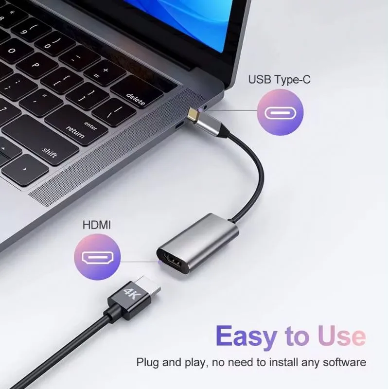 POWERTECH αντάπτορας USB-C σε HDMI CAB-UC086, 4K/60Hz, γκρι — εικόνα 2
