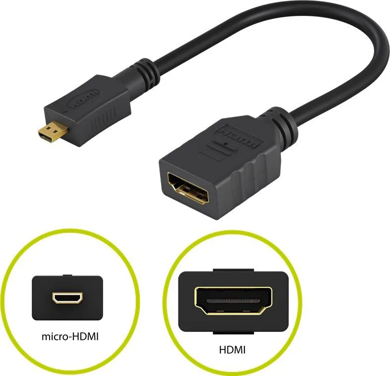 GOOBAY καλώδιο micro HDMI σε HDMI 58683, 4K/60Hz, 0.15m, μαύρο — εικόνα 3