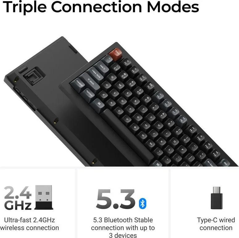 Keychron V5 Ultra (V5U-D4) QMK/VIA 8K Wireless Custom Mechanical Keyboard Banana Switch RGB 96% US — εικόνα 6