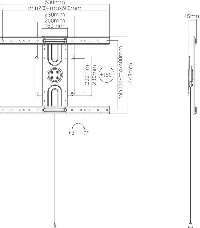 BRATECK επιτοίχια βάση τηλεόρασης LP69-46F , 37-80", έως 50kg — εικόνα 9