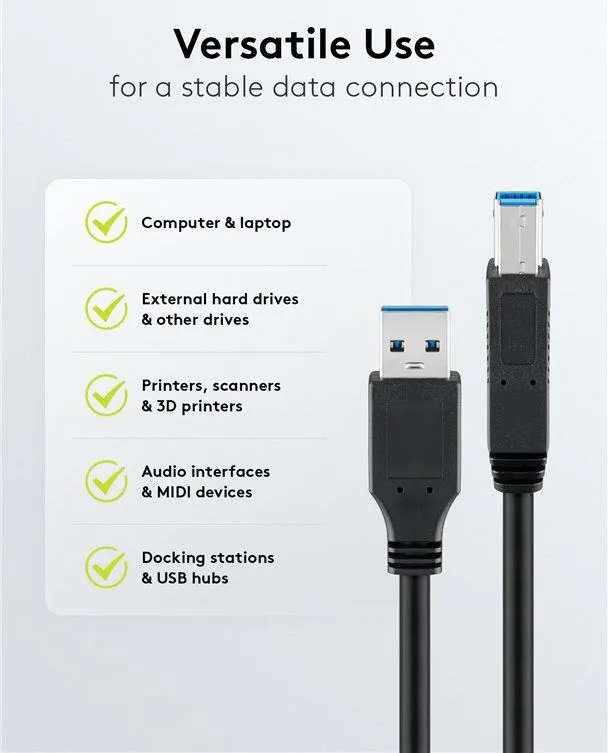 GOOBAY καλώδιο USB 3.0 σε USB Type B 95721, 0.25m, 5Gbps, μαύρο — εικόνα 3