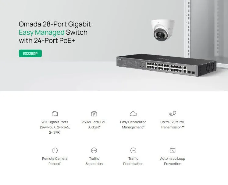 TP-LINK easy managed switch ES228GP, 28x Gigabit θύρες, PoE+, V1.0 — εικόνα 2