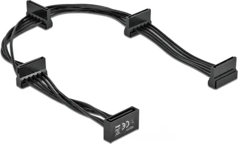 DELOCK καλώδιο SATA 15pin σε 4x SATA 15pin 60395, 40cm, μαύρο