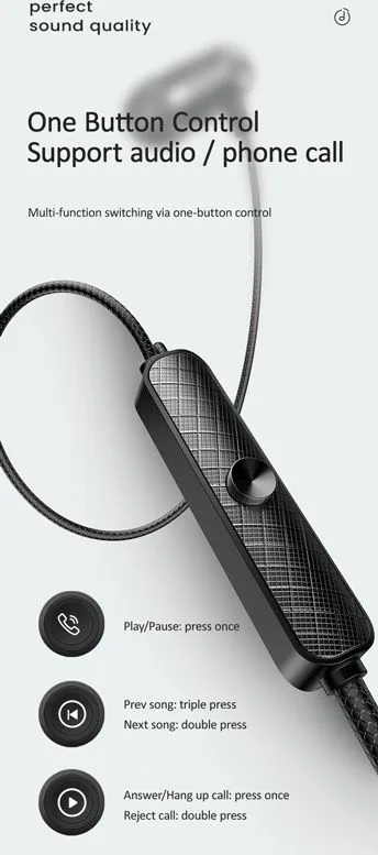 USAMS earphones με μικρόφωνο EP-42, 3.5mm σύνδεση, Φ10mm, 1.2m, μαύρα — εικόνα 3