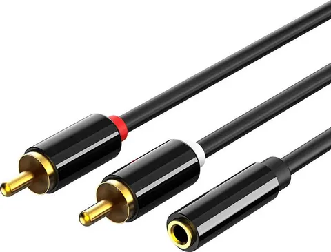CABLETIME καλώδιο ήχου 3.5mm σε 2x RCA CT-H12G, 20cm, μαύρο
