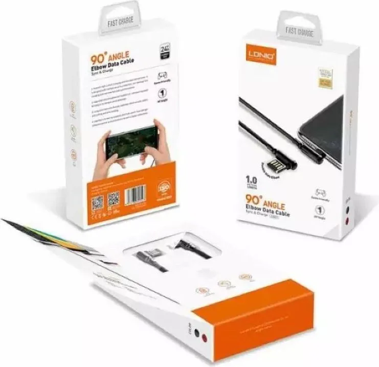 LDNIO καλώδιο φόρτισης LC421 ΓΩΝΙΑΚΟ βύσμα Micro USB, κόκκινο — εικόνα 2
