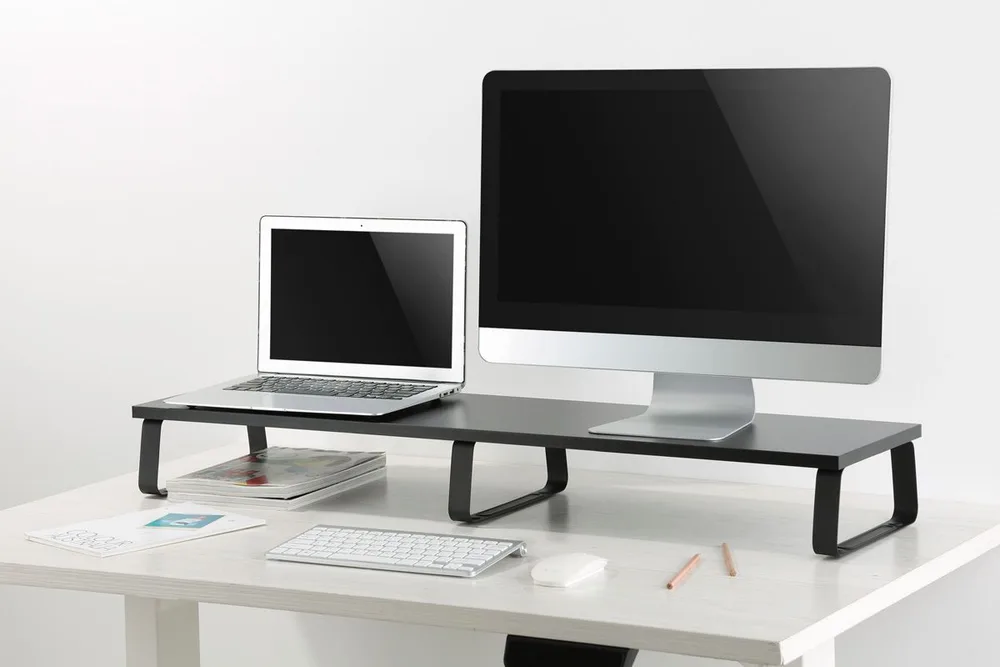 BRATECK επιτραπέζια βάση για 2x οθόνες/laptop STB-112, 13-32", έως 20kg, μαύρη — εικόνα 2