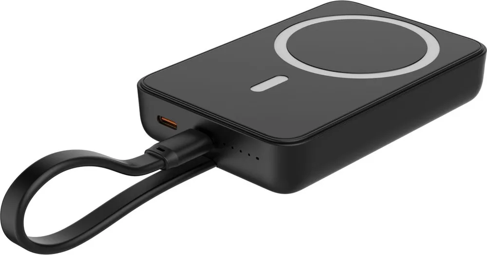 POWERTECH power bank PT-1376 με καλώδιο, 10000mah, magnetic wireless, 20W, μαύρο — εικόνα 3