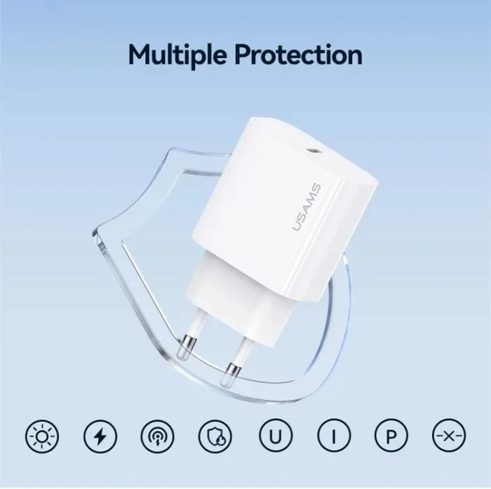 USAMS φορτιστής τοίχου CC226, USB-C, 20W, λευκός — εικόνα 3