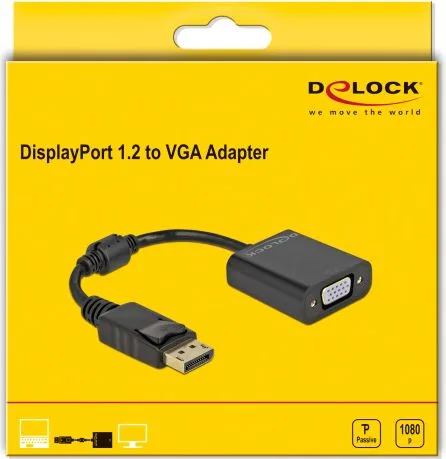 DELOCK αντάπτορας DisplayPort σε VGA 61006, 1920x1200p, passive, μαύρος — εικόνα 2