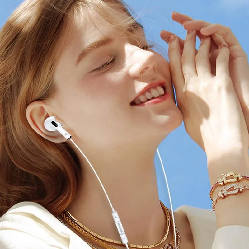 KAKUSIGA earphones με μικρόφωνο KSC-727, USB-C σύνδεση, 14.2mm, 1.2m, λευκά — εικόνα 2