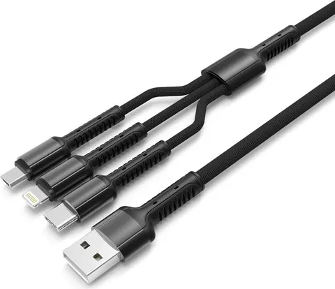 LDNIO καλώδιο USB σε USB-C/Lightning/Micro USB LC93, 3.4A, 1.2m, γκρι