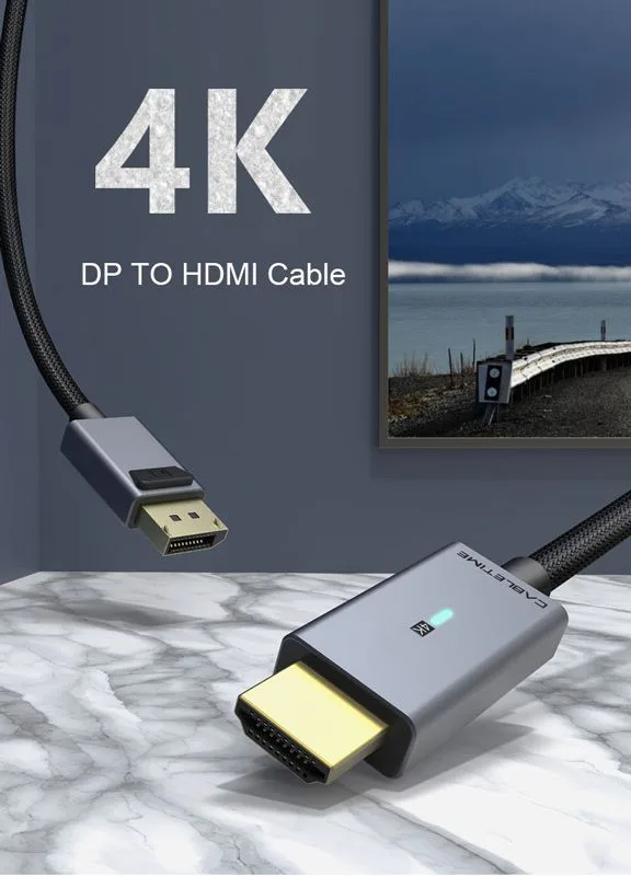 CABLETIME καλώδιο DisplayPort σε HDMI CT-AV585-P02G4K, 4K/30Hz, 1.8m, μαύρο — εικόνα 2