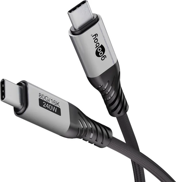 GOOBAY καλώδιο USB-C 74776, USB4, 240W, 80Gbps, 16K/60Hz, 1.5m, μαύρο — εικόνα 3