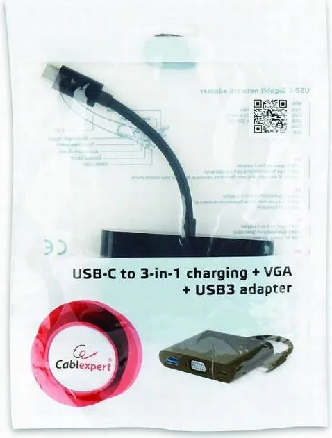 Gembird ΜΕΤΑΤΡΟΠΕΑΣ Type C 3 ΣΕ 1, VGA + USB3 + Type-C — εικόνα 2
