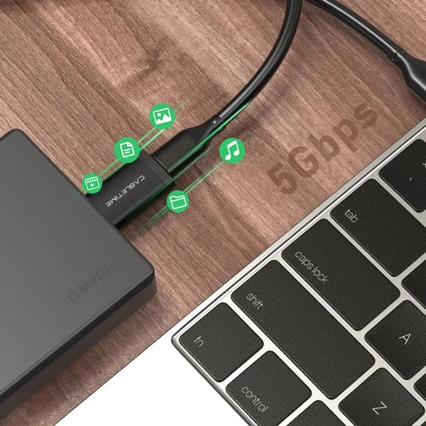 CABLETIME αντάπτορας USB-C σε USB CT-AMCF, 2.1A, 5Gbps, γκρι — εικόνα 3