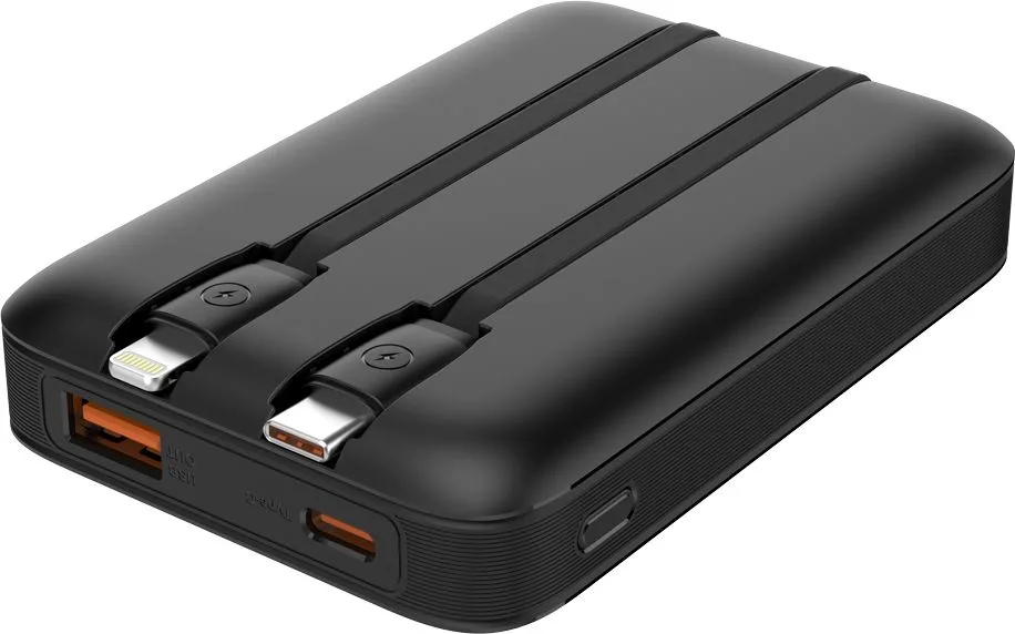 POWERTECH power bank με καλώδια και οθόνη PT-1417 10000mAh, 22.5W, μαύρο — εικόνα 2