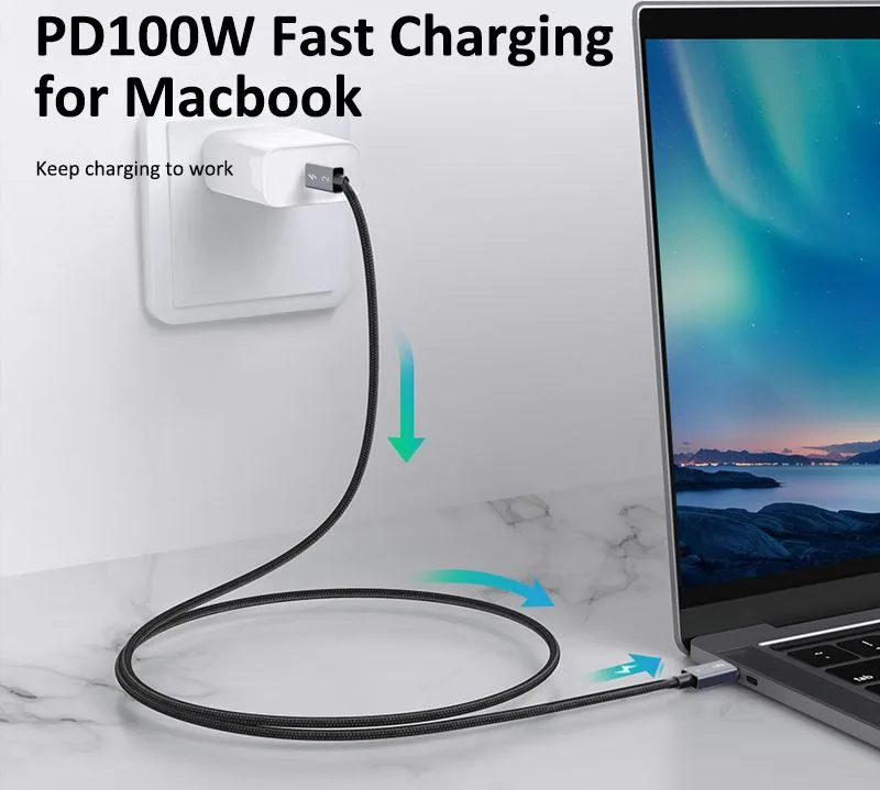 CABLETIME καλώδιο USB-C σε USB-C CT-C160-U31-TB3, 100W, 40Gbps, 4K/60Hz, 0.5m, μαύρο — εικόνα 2