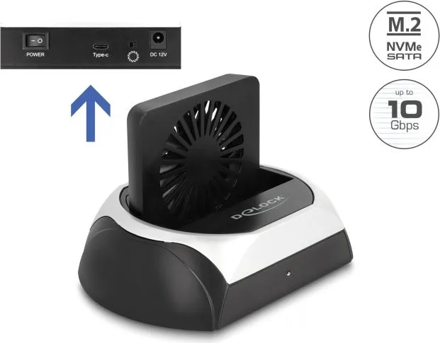DELOCK docking station για M.2 NVMe/SATA ή 2.5"/3.5" SSD/HDD 64280, 10Gbps, μαύρο — εικόνα 6