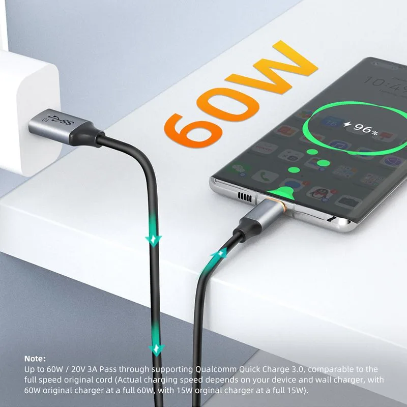 CABLETIME καλώδιο USB-C σε USB CT-AMCMG2, 60W, 10Gbps, 1.5m, μαύρο — εικόνα 4