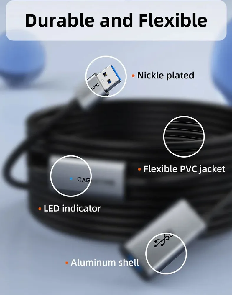 CABLETIME καλώδιο προέκτασης USB CT-AMAFA3, active, 5Gbps, 5m, μαύρο — εικόνα 6