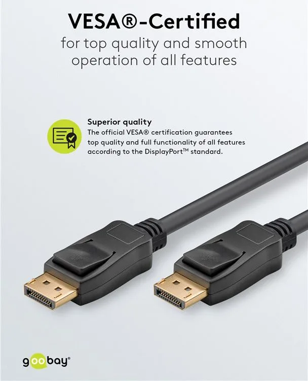 GOOBAY καλώδιο DisplayPort 74777, VESA Certified, 8K/60Hz, 32.4 Gbps, 1m, μαύρο — εικόνα 3