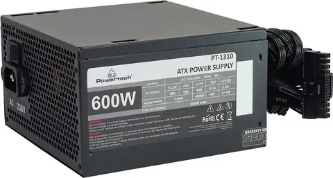 POWERTECH τροφοδοτικό PC PT-1310, 600W, ATX, 120mm Fan
