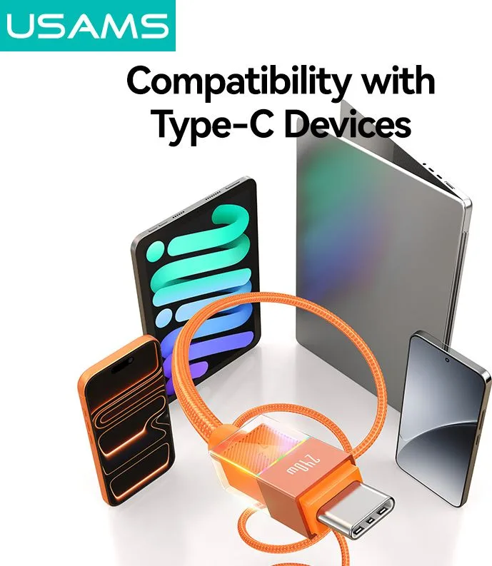 USAMS καλώδιο USB-C SJ775, 240W, 480Mbps, 1.2m, μαύρο — εικόνα 6