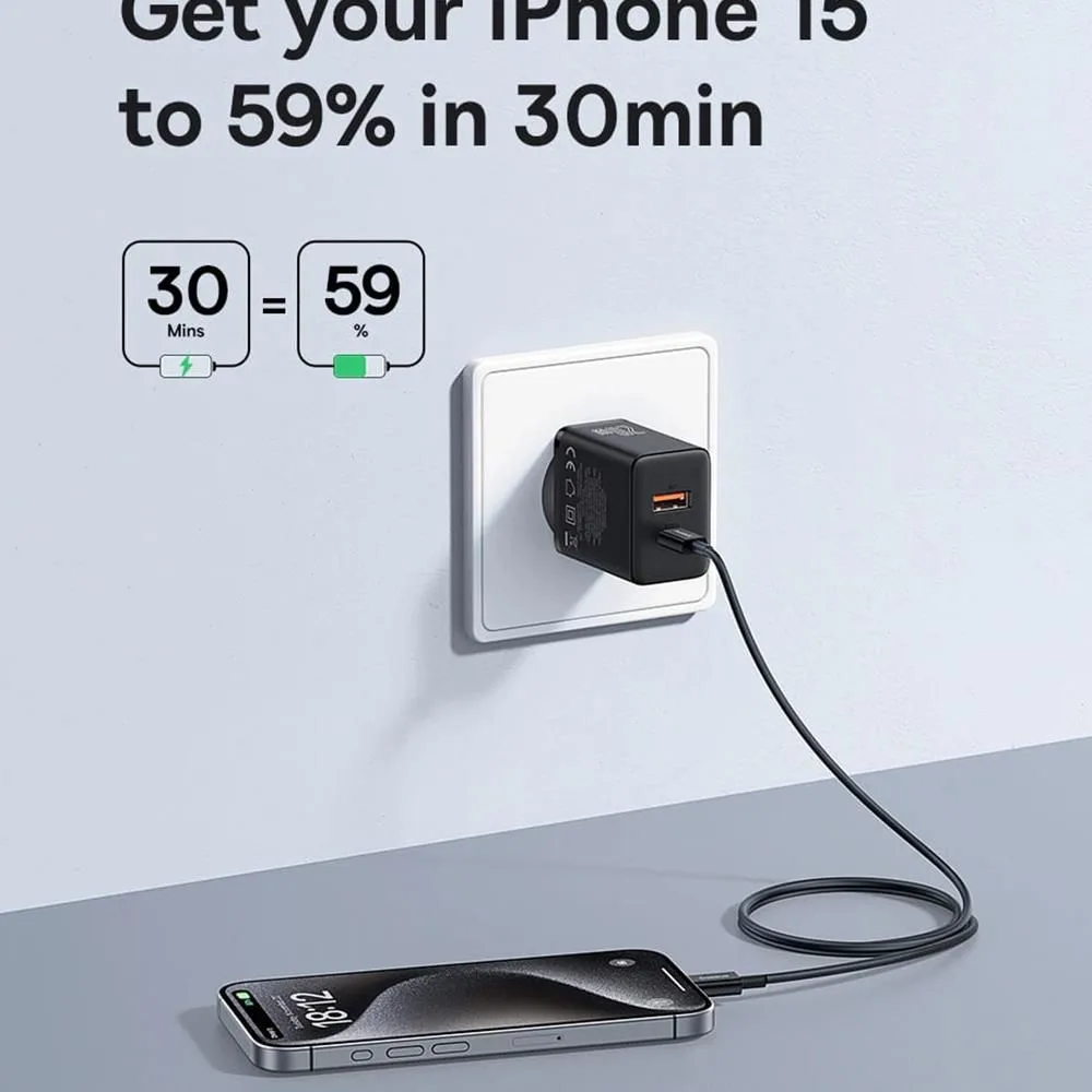 BASEUS Cube φορτιστής, 20W, 2 ΘΥΡΕΣ, ΜΑΥΡΟΣ — εικόνα 3