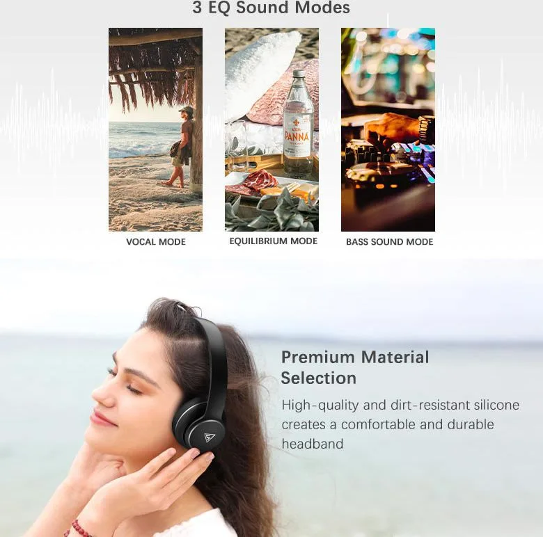 DOQAUS headphones DESIGN 3, ασύρματα & ενσύρματα, Φ40mm, 600mAh, μαύρα — εικόνα 5