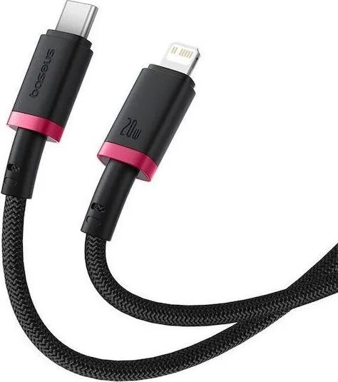BASEUS Dura Series, καλώδιο ΓΡΗΓΟΡΗΣ φόρτισης, Type-C ΣΕ Lightning, 1m, Κοκκινο-Μαυρο — εικόνα 3