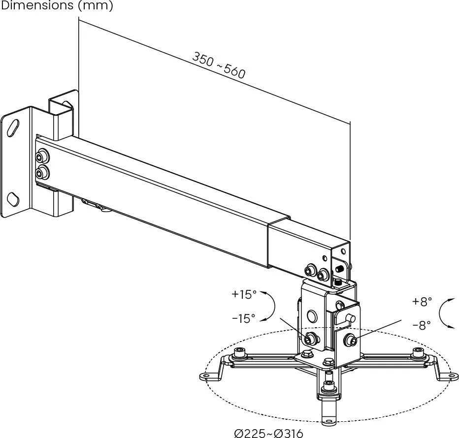 POWERTECH βάση projector οροφής PT-1255, έως 20kg — εικόνα 8