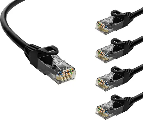 POWERTECH καλώδιο δικτύου CAB-N403-5, Cat 6 U/UTP, CCA, 250Hz, 1m, μαύρο, 5τμχ