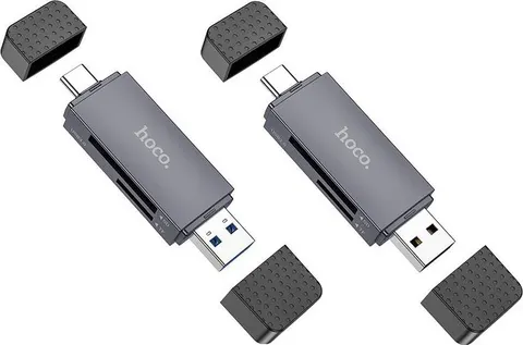 HOCO HB45 Spirit 2-IN-1 Card Reader(USB2.0-TYPEC2.0),γκρι