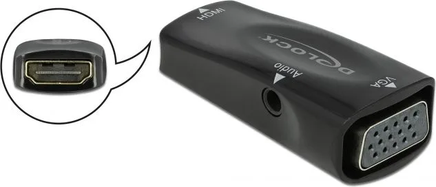 DELOCK αντάπτορας HDMI σε VGA 66560, με audio, 1080p/60Hz, μαύρος — εικόνα 2