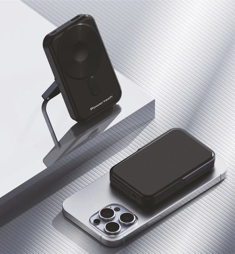 POWERTECH power bank με οθόνη PT-1416, 10000mah, magnetic wireless, 22.5W, μαύρο — εικόνα 2