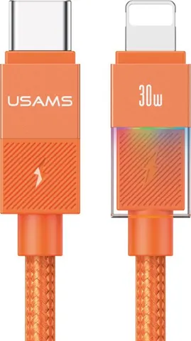 USAMS καλώδιο Lightning σε USB-C SJ776, 30W, 480Mbps, 1.2m, πορτοκαλί