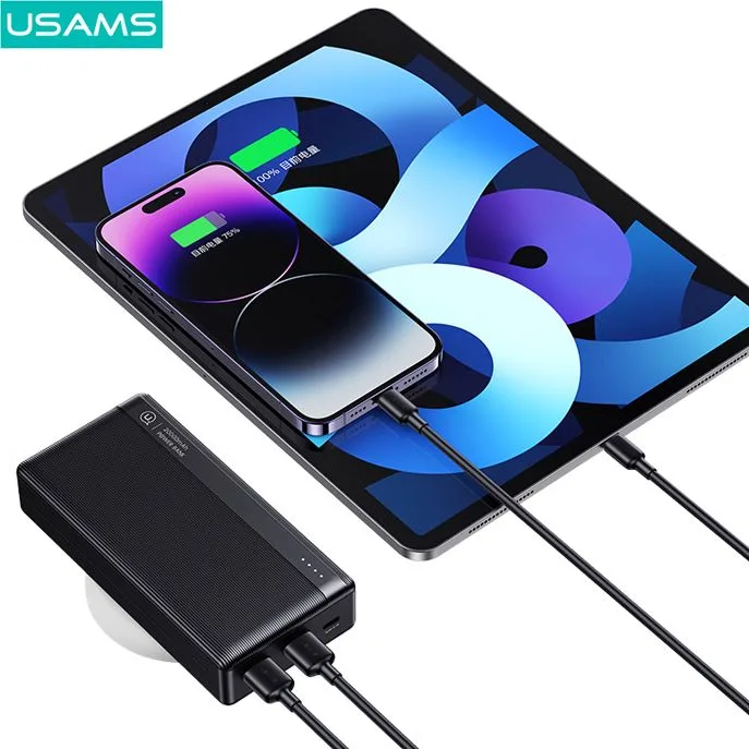 USAMS power bank US-CD205, 2x USB θύρες εξόδου, 10000mAh, 10W, λευκό — εικόνα 3