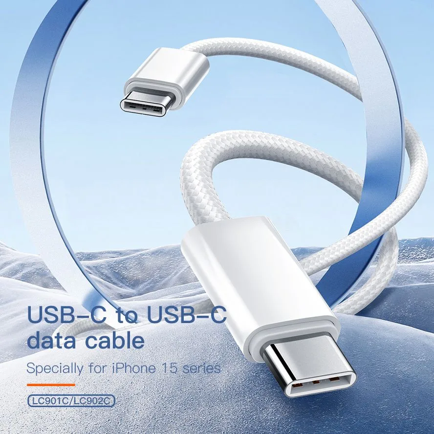 LDNIO καλώδιο USB-C LC901C, 65W PD, 480Mbps, 1m, λευκό — εικόνα 2