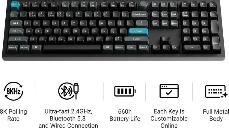 Keychron Q6 Ultra (Q6U-M3) ZMK RGB 8K Wireless Custom Mechanical Keyboard-Brown Switch 100% US — εικόνα 2