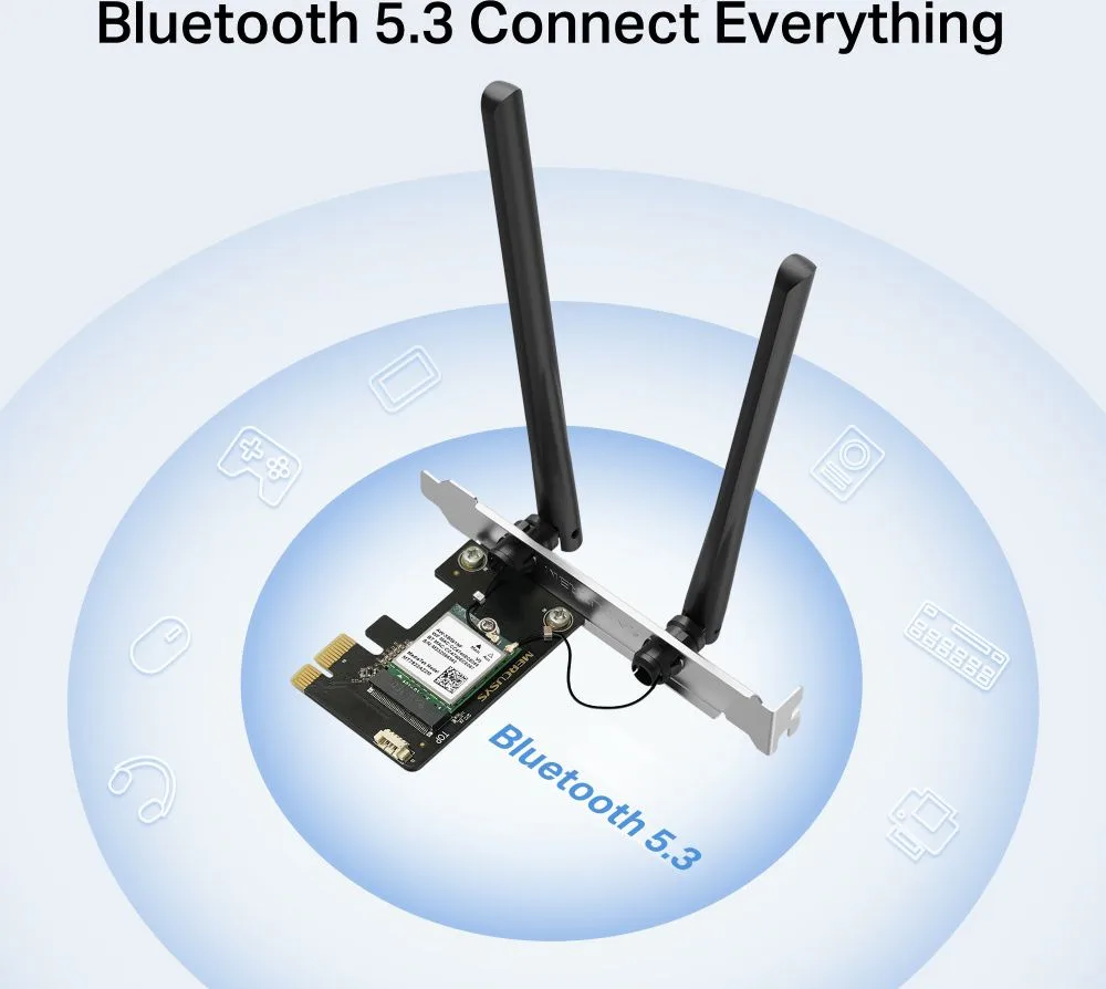 MERCUSYS κάρτα δικτύου WiFi 6 & Bluetooth MA80XE, 3000Mbps AX3000, PCIe, V2.0 — εικόνα 6