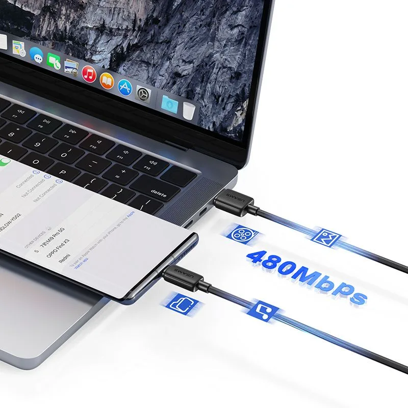 USAMS καλώδιο USB-C σε USB US-SJ688, 3A, 480Mbps, 1m, λευκό — εικόνα 3
